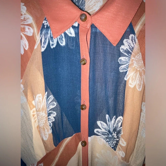 Free People Daria Shirtdress Floral Maxi Size Small Button Up Boho Flowy Retro - Picture 5 of 12